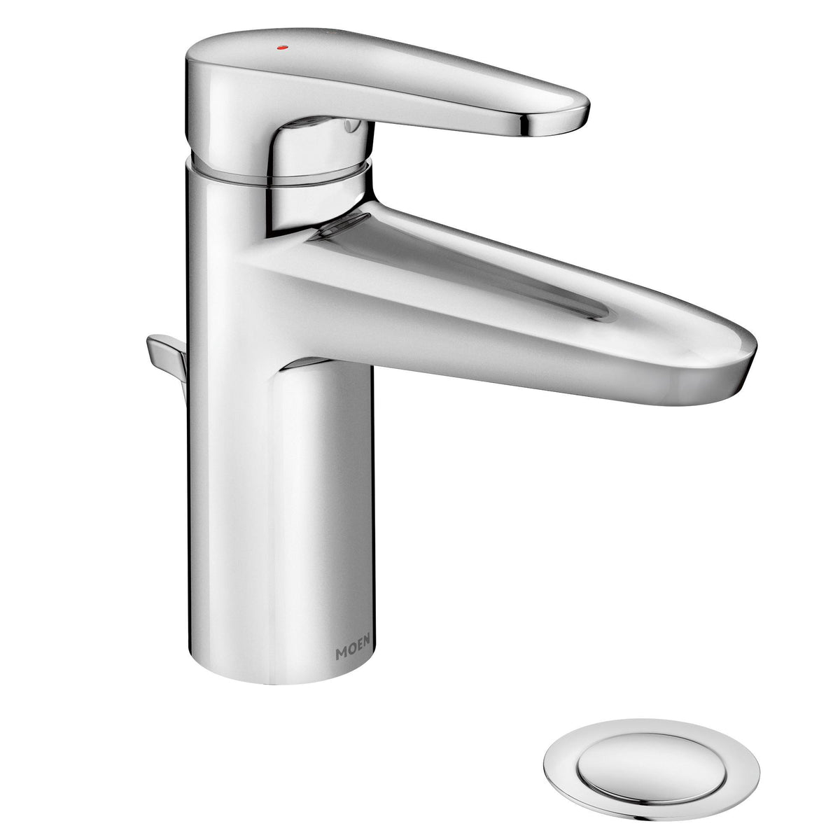 Moen® 9419F12 Bathroom Faucet, M-DURA™, 1.2 gpm Flow Rate, 4 in H Spout, 1 Handle, Pop-Up Drain, 1 Faucet Hole, Polished Chrome, Function: Traditional