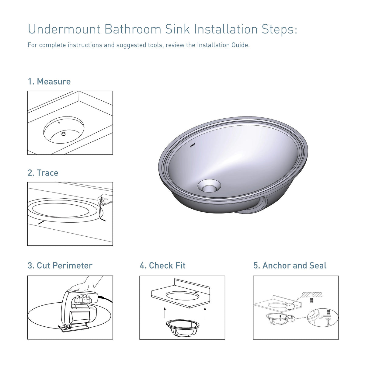 BGCW10 - 19.25" Bathroom Sink - Undermount - Oval Shape
