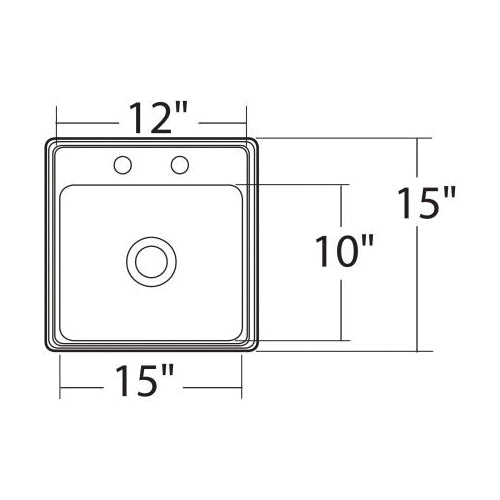 15" Drop-in Kitchen Sink - Stainless - Single Bowl
