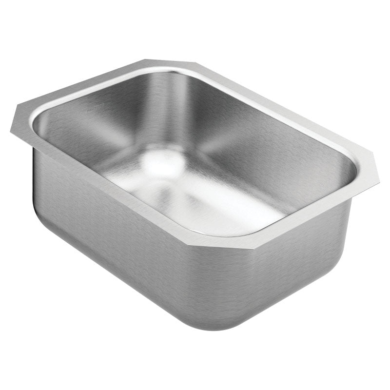 Moen® GS18440 1800 Center Drain Bar/Prep Sink, Stainless Steel, 14 in L x 18 in W Bowl x 8 in D Bowl, 16 in L x 20-1/2 in W, Undermount Mounting, 18 ga Stainless Steel