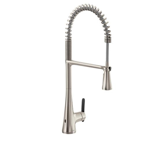 Moen® S5235EWSRS S5235EW Sinema Flexible Faucet, 1.5 gpm Flow Rate, Spot Resist Stainless, 1 Handles, 3 Faucet Holes, Function: Traditional, Domestic