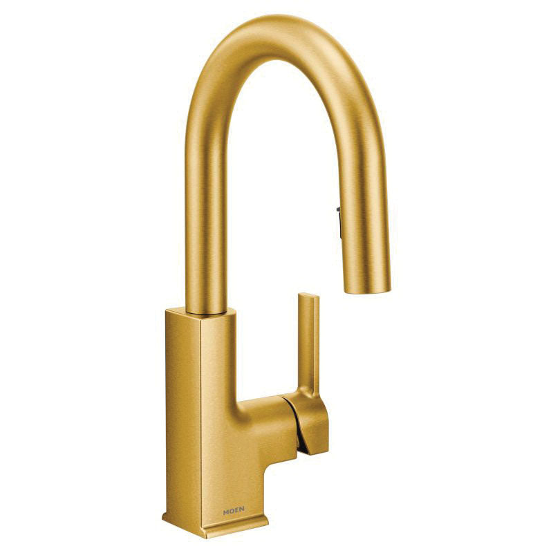 Moen® S62308BG STo™ Pulldown Kitchen Faucet, 1.5 gpm Flow Rate, Brushed Gold, 1 Handles, 1 Faucet Holes, Domestic, Commercial