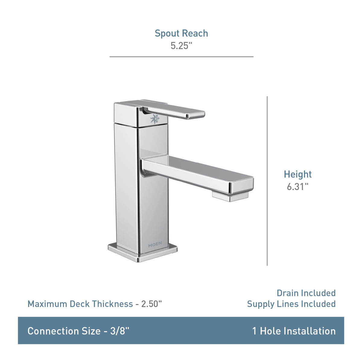 90 Degree - Low Arc Bathroom Faucet - Deck Mount - 1.2 GPM