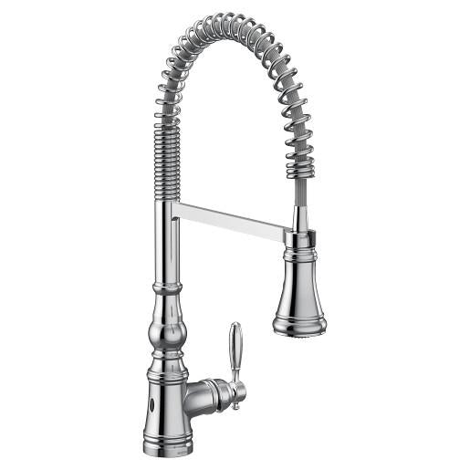 Moen® S73104EWC S73104EW Weymouth Flexible Faucet, 1.5 gpm Flow Rate, Chrome, 1 Handles, 3 Faucet Holes, Function: Touchless, Domestic