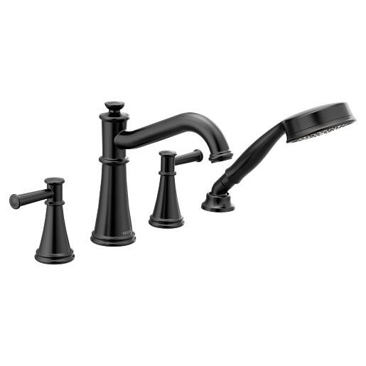 Moen® T9024BL Belfield™ Traditional Roman Tub Faucet Trim, 1.75 gpm Flow Rate, Matte Black, Domestic