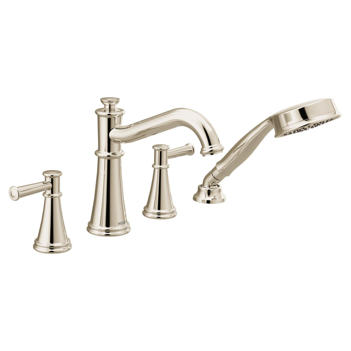 Moen® T9024NL Diverter Roman Tub Faucet Trim, Belfield™, 1.75 gpm Flow Rate, 10 in Center, Polished Nickel, 2 Handles, Domestic