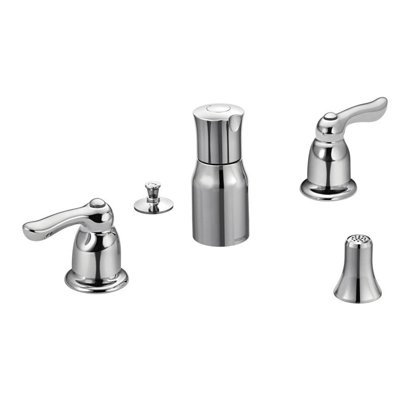 Moen® TL5265 Chateau® Bidet Faucet, 6 to 16 in Center, Polished Chrome, 2 Handles, Pop-Up Drain, Domestic