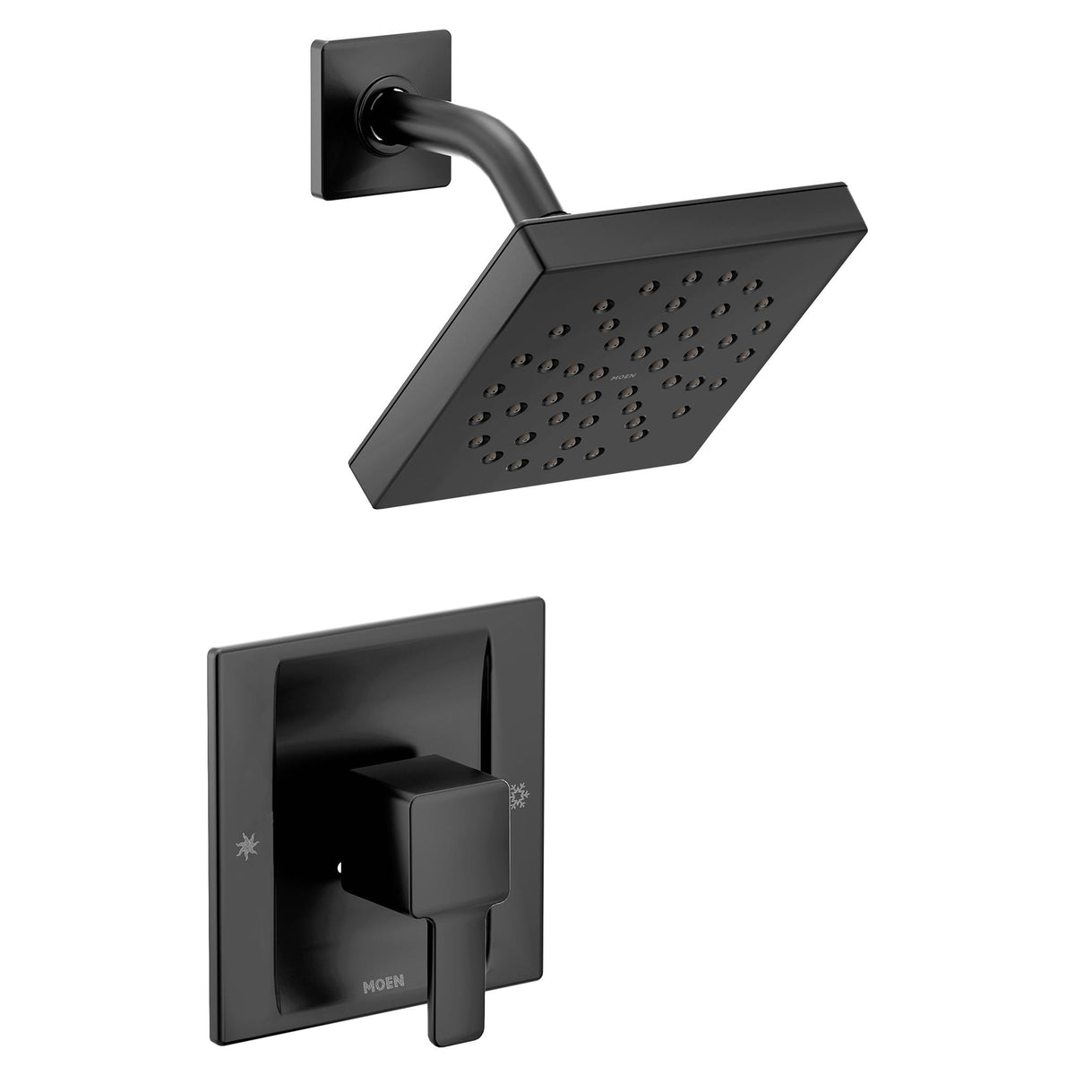 Moen® TS2712BL TS2712 90 Degree Modern Shower Head, 2.5 gpm Flow Rate, 1 Sprays, 6 in Head, Domestic