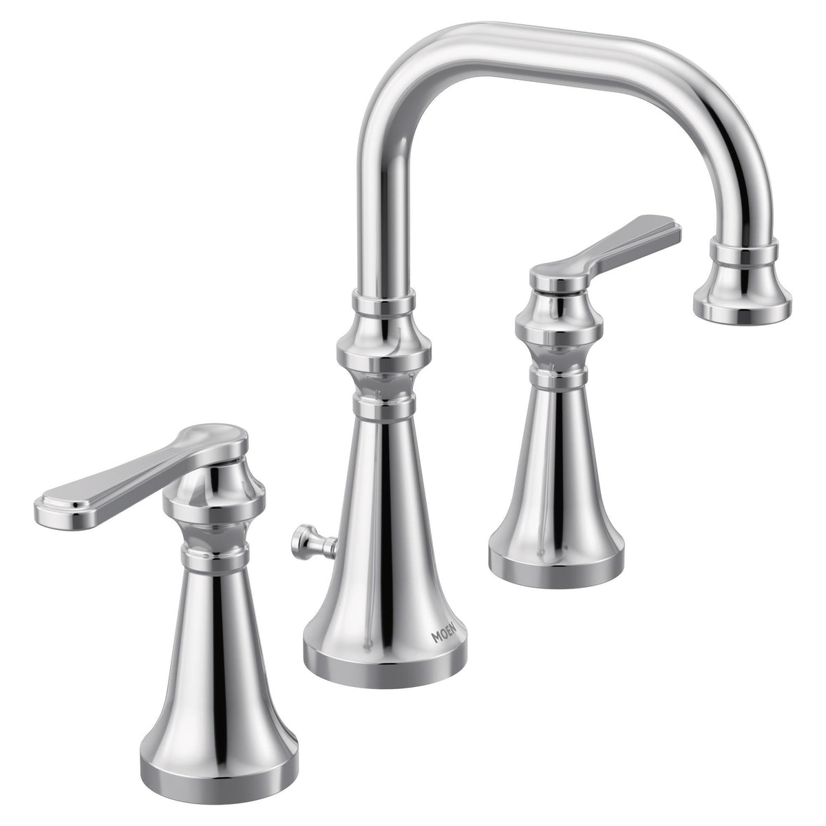 Moen® TS44102 Colinet™ Widespread Lavatory Faucet, Residential, 1.2 gpm Flow Rate, 5-11/16 in H Spout, 8 in Center, Polished Chrome, 2 Handles, Lift Rod Drain, Domestic