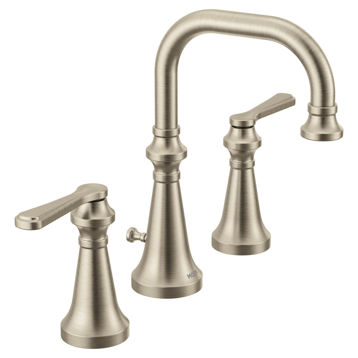 Moen® TS44102BN Colinet™ Widespread Lavatory Faucet, Residential, 1.2 gpm Flow Rate, 5-11/16 in H Spout, 8 in Center, LifeShine® Brushed Nickel, 2 Handles, Lift Rod Drain, Domestic