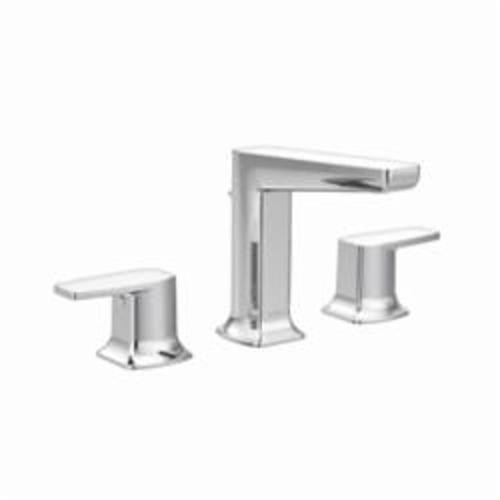 Moen® TS8002 Via™ Widespread Bathroom Faucet, 1.2 gpm Flow Rate, 5.031 in H Spout, 8 to 16 in Center, Polished Chrome, 2 Handles, Pop-Up Drain, Import