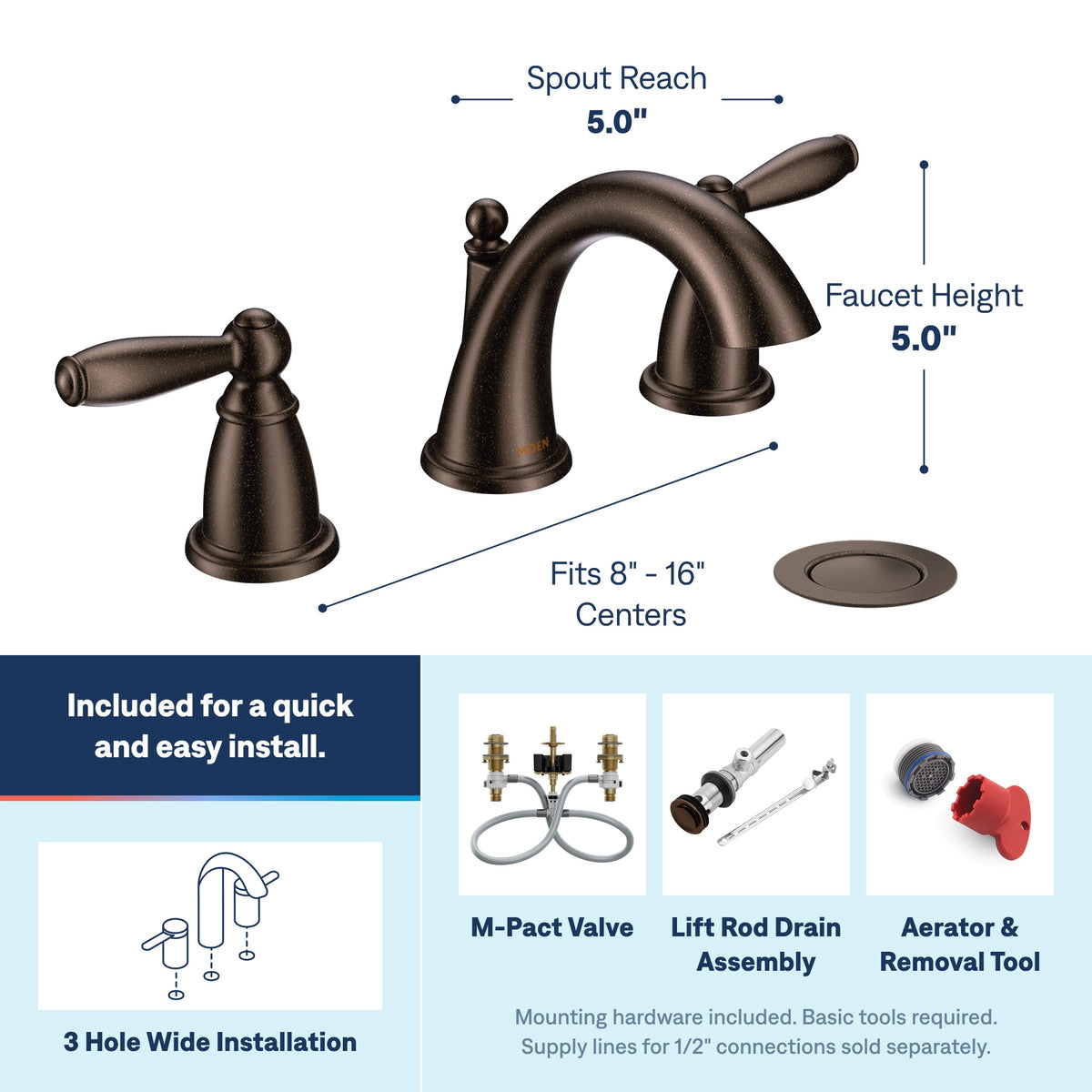Brantford - High Arc Bathroom Faucet - Deck Mount - 1.2 GPM