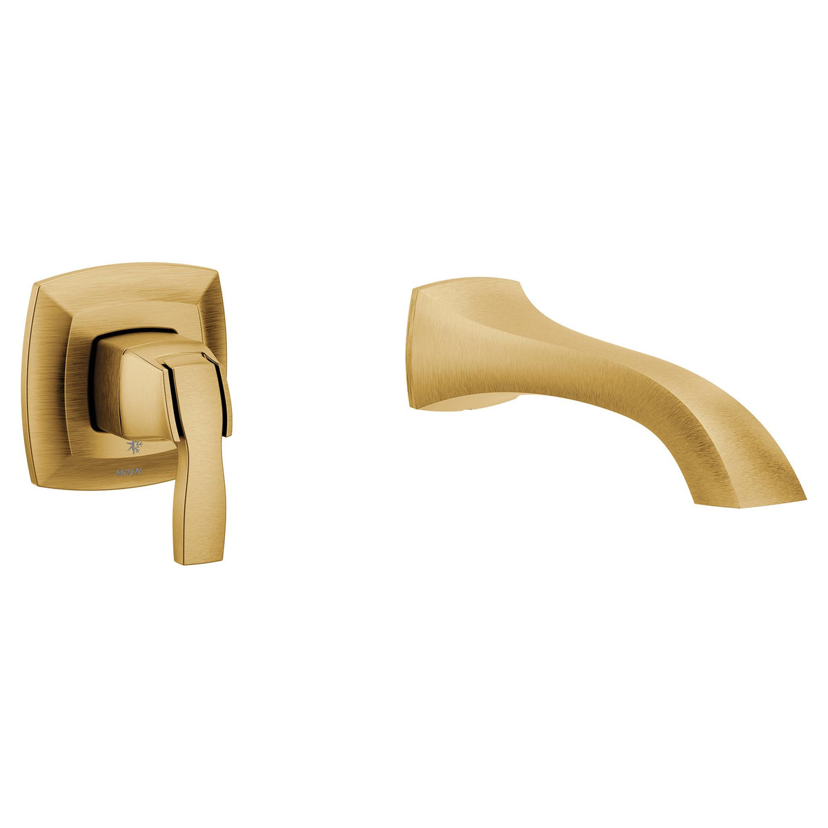 Moen® WT691BG Voss Tub Filler, 8 gpm Flow Rate, 8 in Center, Brushed Gold, 1 Handles, Domestic