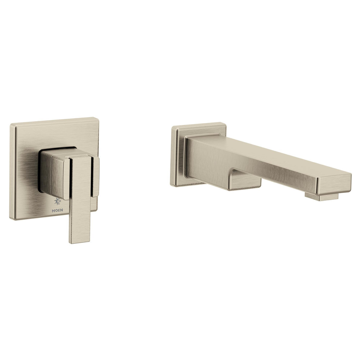 Moen® WTS911BN 90 Degree Tub Filler, 8 gpm Flow Rate, 8 in Center, Brushed Nickel, 1 Handles, Domestic, Residential