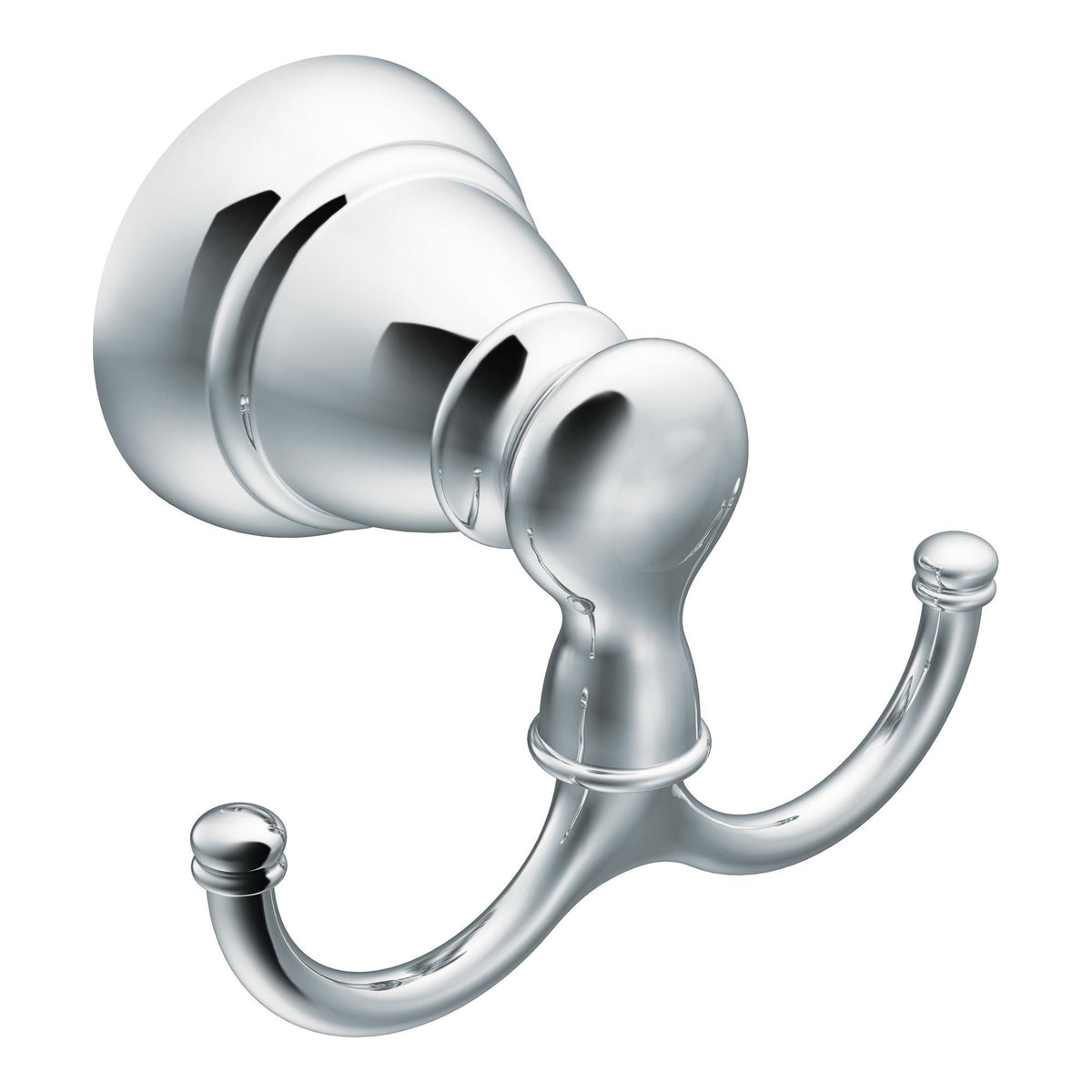 Moen® Y2603CH Robe Hook, Banbury®, 2 Hooks, 3.764 in OAW x 2.357 in OAD x 2.949 in OAH, Die Cast Zinc Alloy, Import