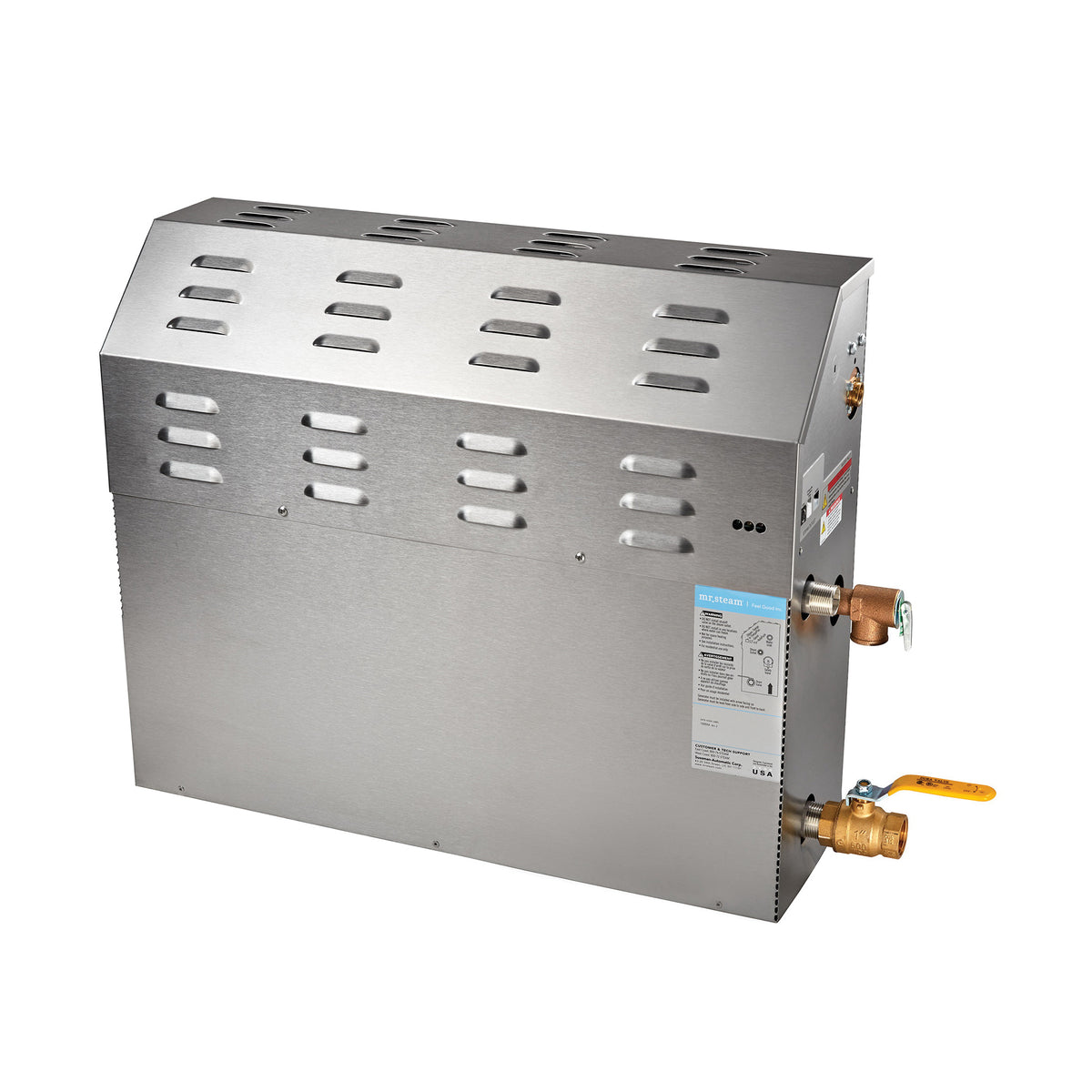 Mr. Steam MX5EC1 E-Series The Intelligent Steambath® 1-Phase Floor Mount Steam Bath Generator, 3/4 in Steam Outlet, Full Port Manual Drain, 3/8 in Water Inlet, 240 V, 100 A, Domestic
