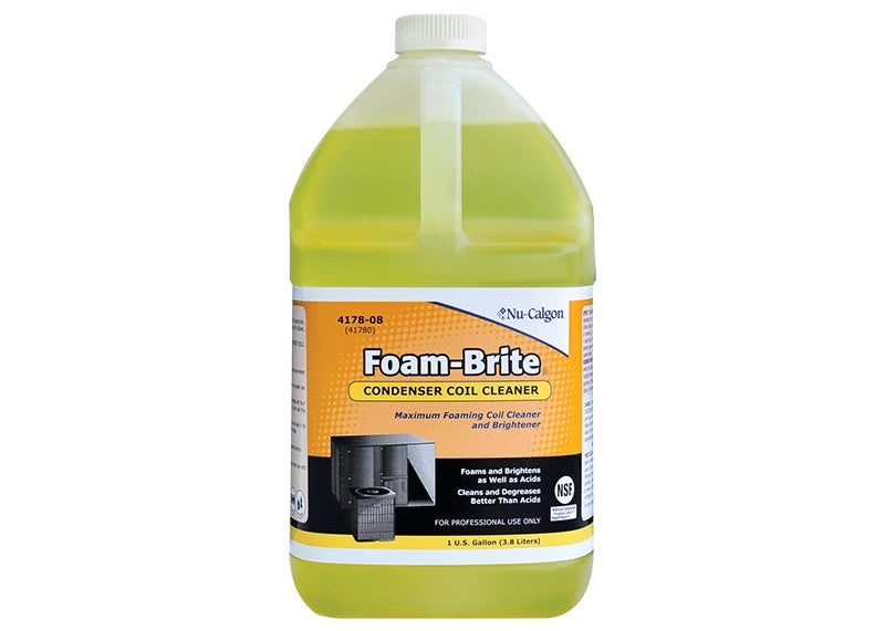 Nu-Calgon Foam-Brite® 4178-08 Alkaline Ultra-High Foaming Coil Cleaner, 1 gal Bottle, Liquid, Yellow, Bland