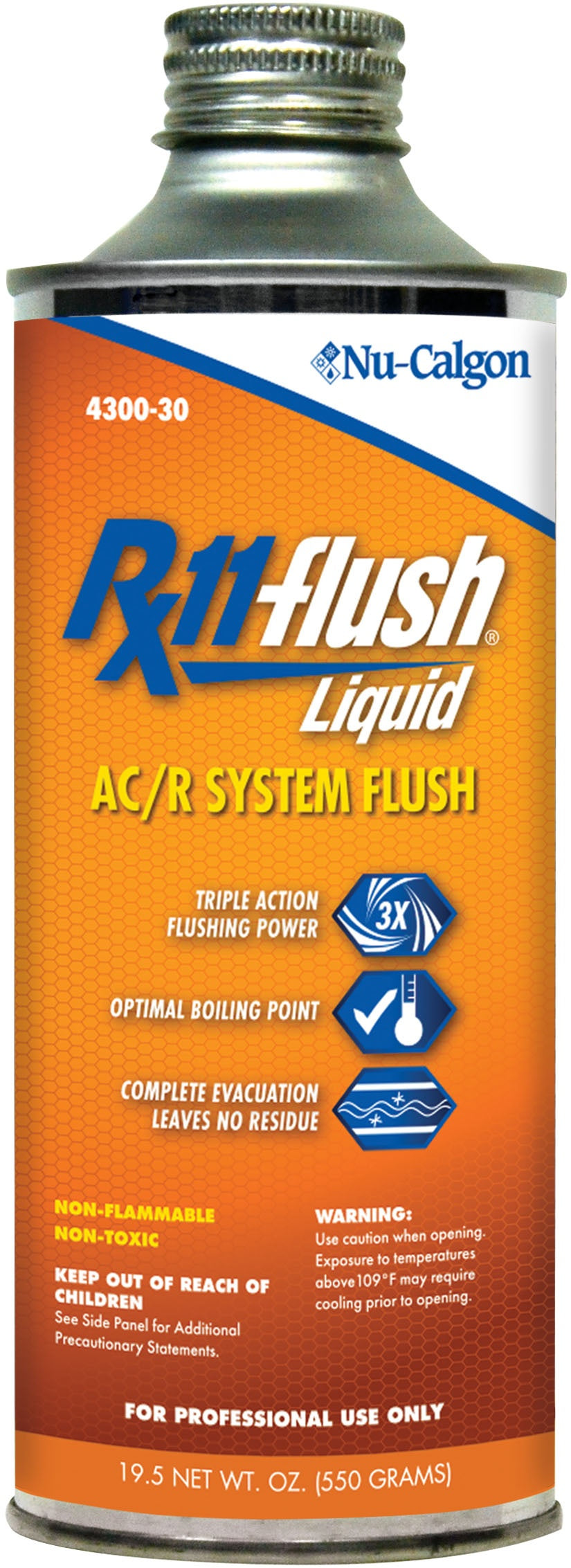 Nu-Calgon Rx11-flush® 4300-30 Line Set Flush, 19.5 fl-oz Can, Liquid Form, Clear, Slight Ethereal Odor/Scent