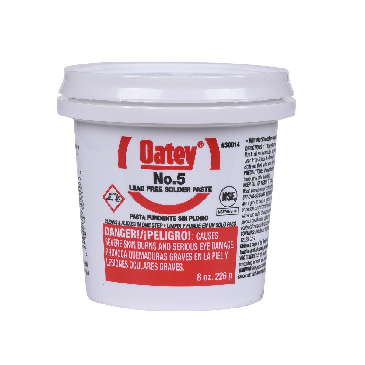 Oatey® 30014 Pipe Flux, 8 oz Capacity, Pail Container, 29 g/L VOC, 20000 to 40000 cPs Viscosity, 3 to 4 pH
