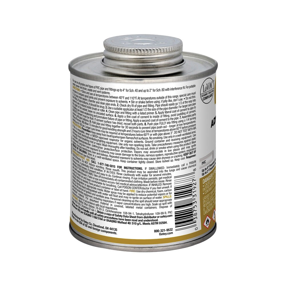Oatey® FlowGuard Gold® 31911 1-Step All Weather Low VOC Medium Body CPVC Cement, 8 oz Container, Yellow