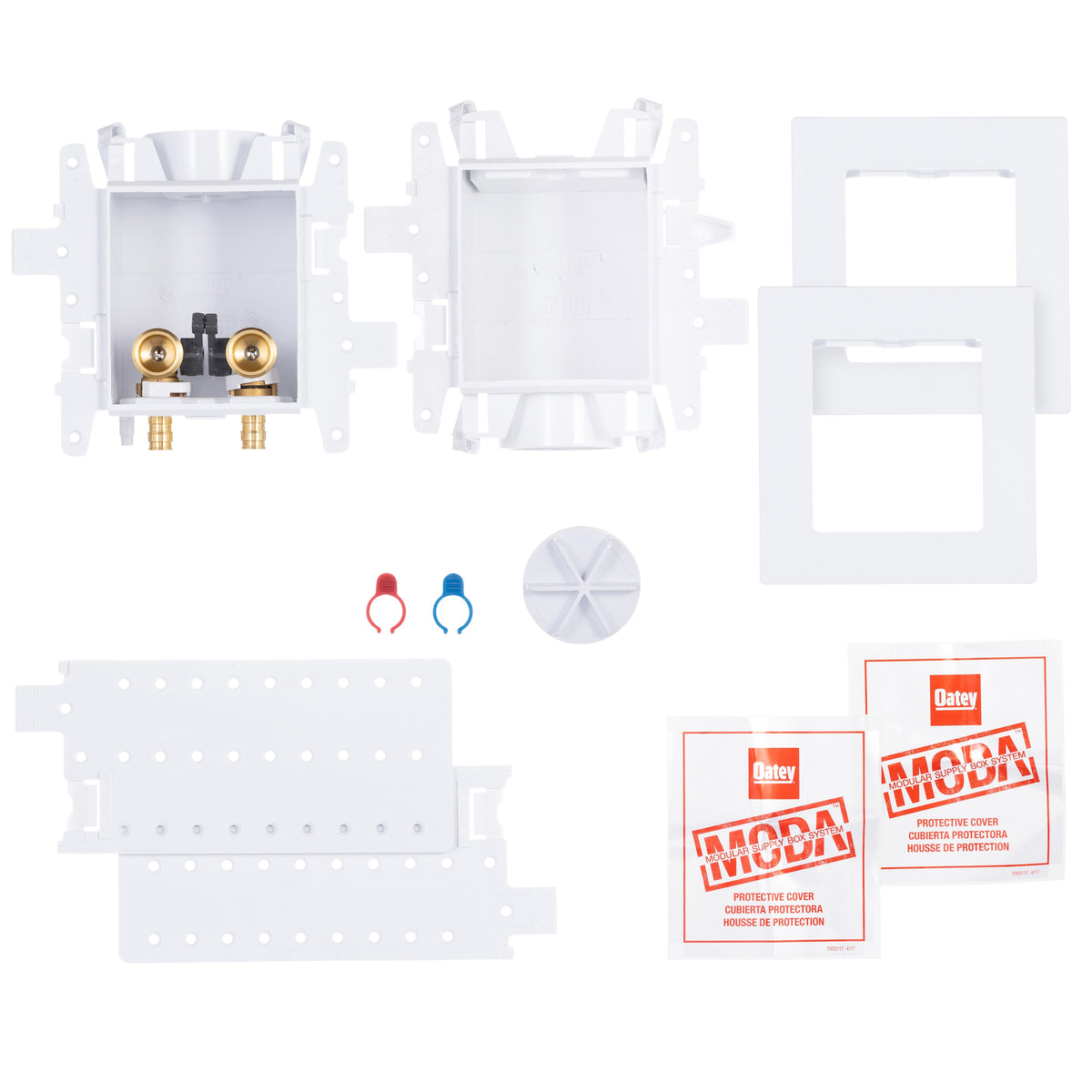 Oatey® MODA™ 37605 Outlet Box Without Hammer Arrestor, For Use With Washing Machine, Brass PEX Connection, PVC