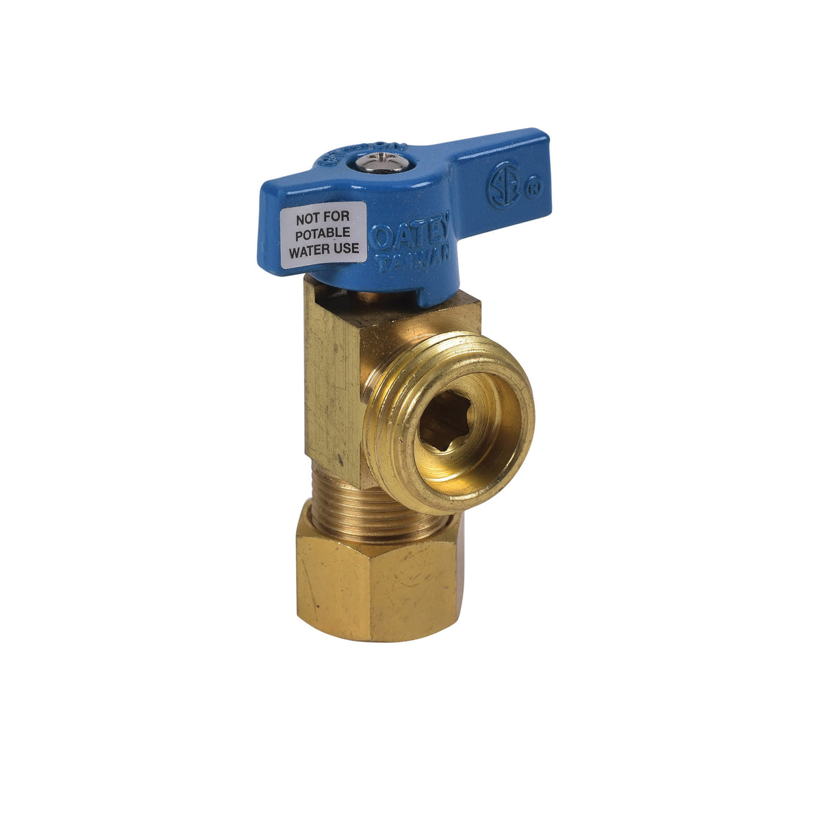Oatey® 38433 Quarter Turn Washing Machine Outlet Valve With UNS Blue Nut, Compression End Style, Import