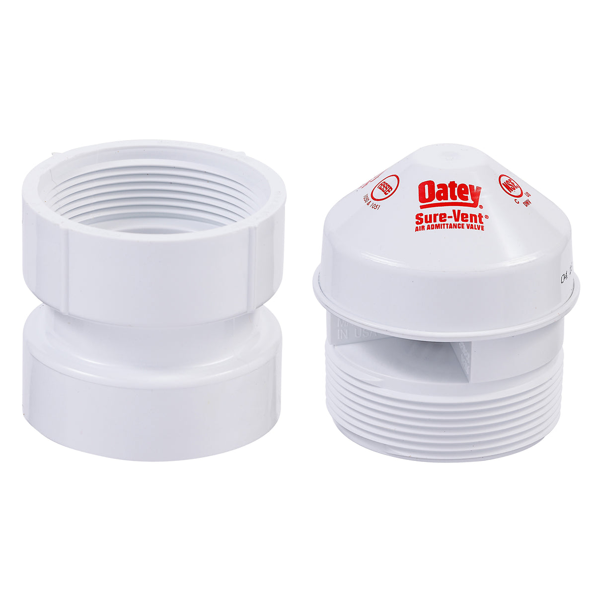 Oatey® 39016 Air Admittance Valve With 1-1/2 x 2 in PVC SCH 40/STD Adapter, 1-1/2 to 2 in Nominal, NPT End Style, 20 DFU Flow Rate, PVC Body