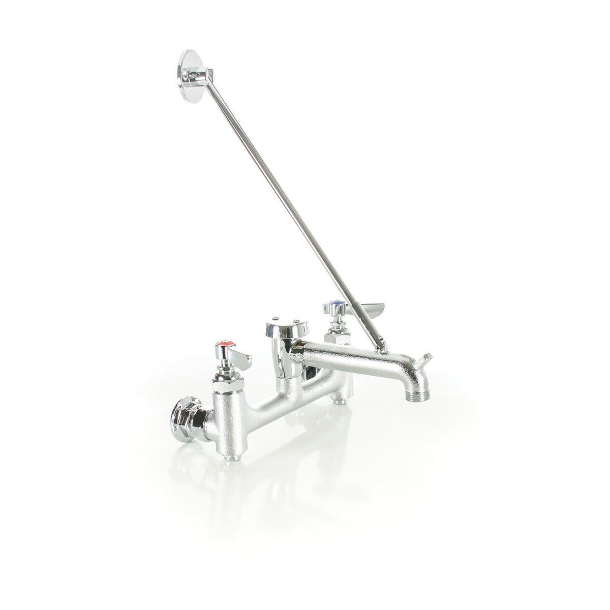 PASCO 33110 Service Sink Faucet With Vacuum Breaker, Wall Mount, 8 in Center, Satin Chrome