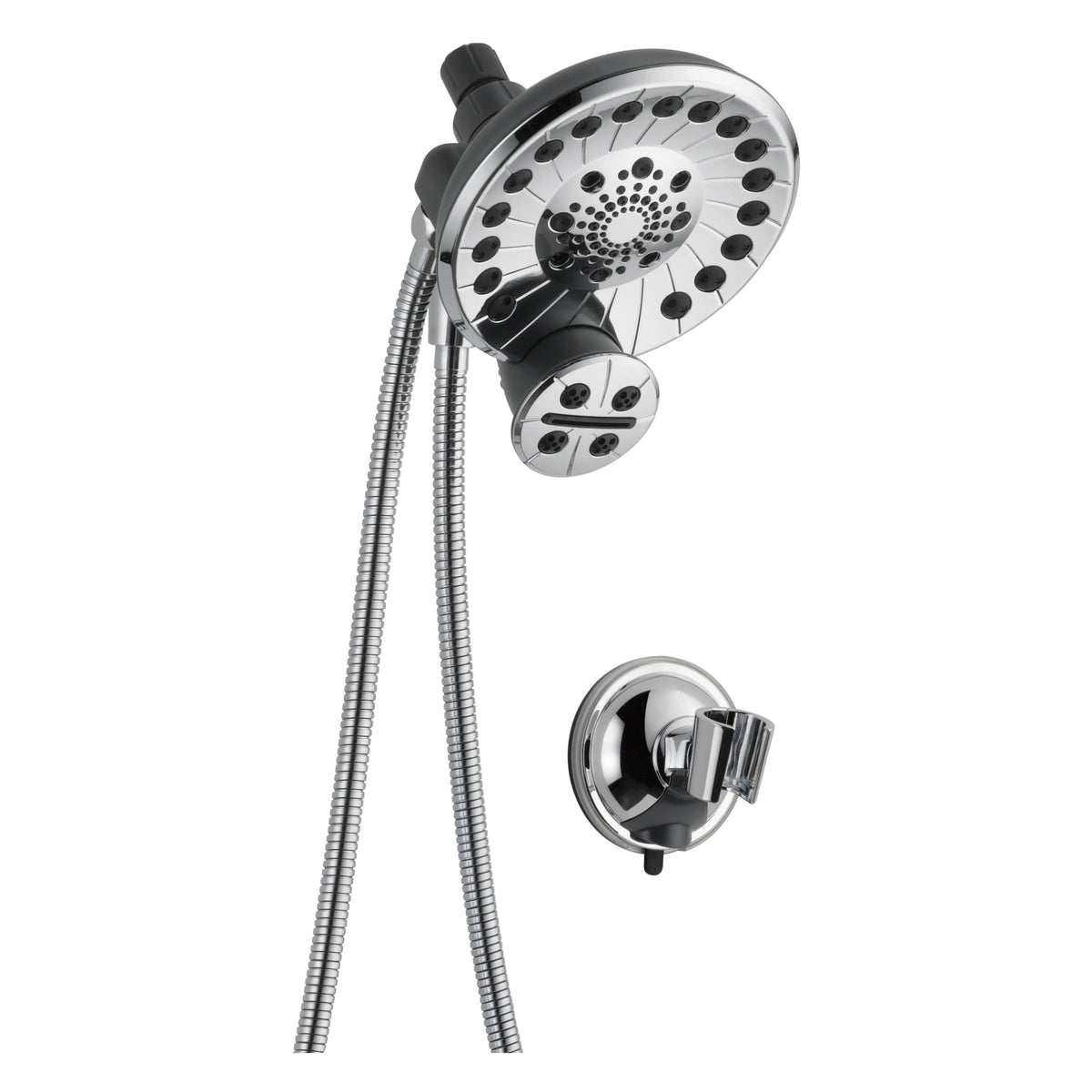 Peerless® 76465D SideKick™ 2-in-1 Shower System, 6-7/16 and 2-5/8 in Dia Shower Head, 2.5 gpm Flow Rate, 84 in L Hose, NPT Connection, Polished Chrome, Import