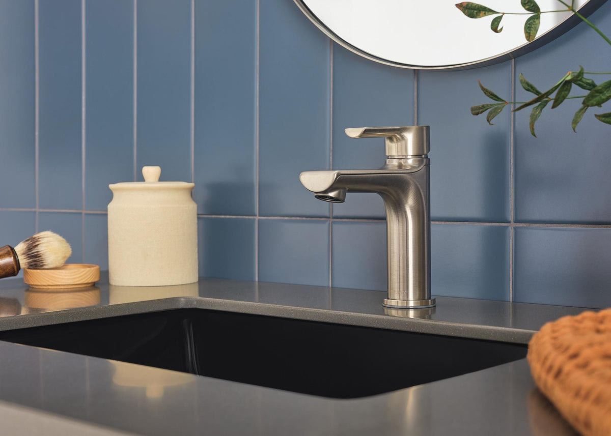 Peerless® P1513LF-BN Flute™ Single Top Handle Lavatory, 1 gpm Flow Rate, 3.93 in H Spout, 1 Handles, Pop-Up Drain, 1 Faucet Holes, Brushed Nickel, Lavatory Function
