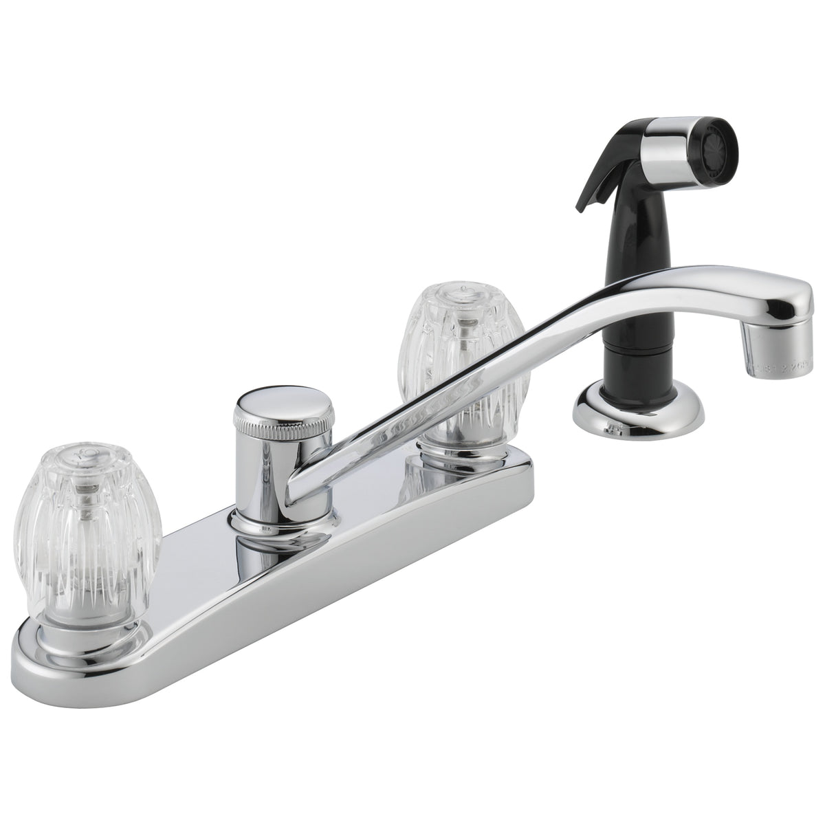 Peerless® P225LF Kitchen Faucet, 1.8 gpm Flow Rate, 8 in Center, Swivel Spout, Polished Chrome, 2 Handles, Import
