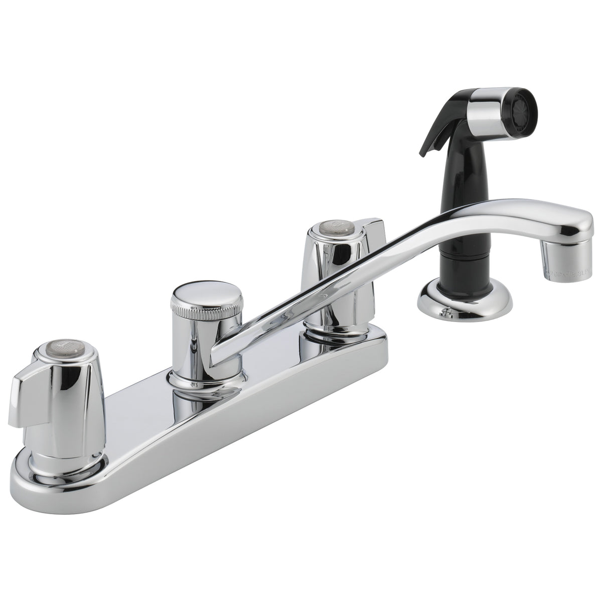 Peerless® P226LF Kitchen Faucet, 1.8 gpm, 8 in Center, Swivel Spout, Chrome Plated, 2 Handles, Side Spray(Y/N): Yes, Import, Commercial