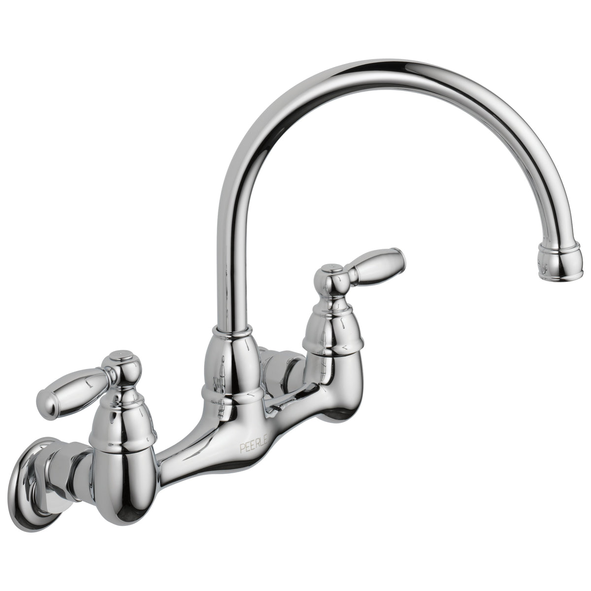 Peerless® P299305LF Kitchen Faucet, Commercial, 1.8 gpm Flow Rate, 7 to 9 in Center, High-Arc Spout, Polished Chrome, 2 Handles, Import
