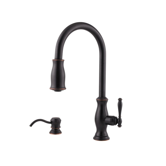 Pfister® 529 Professional Grade Pull-Down Kitchen Faucet, Hanover™, 1.75 gpm Flow Rate, 1 Handles, 2/4 Faucet Holes, Function: Traditional