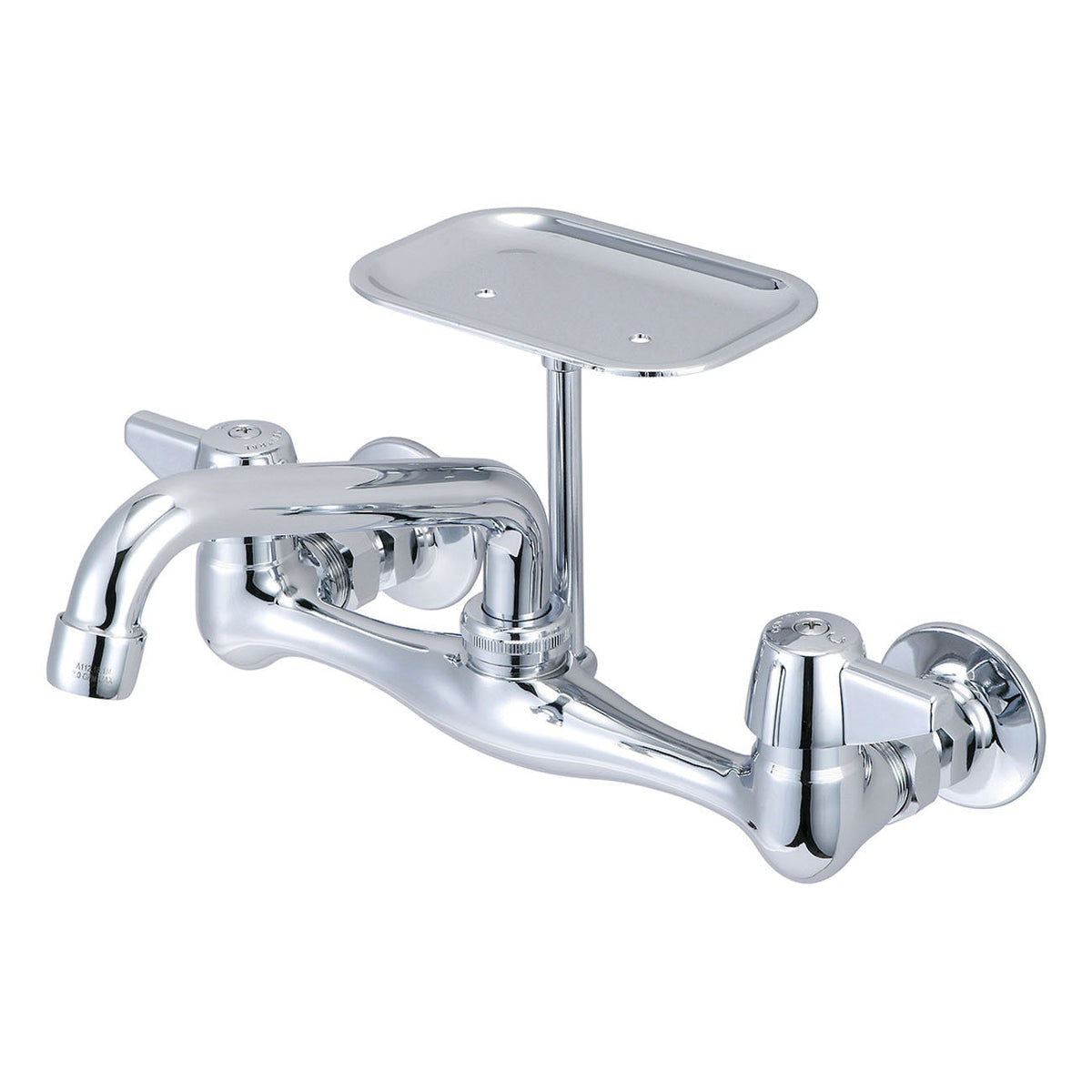 Central Brass 0048-UA Kitchen Faucet, 1.5 gpm Flow Rate, 7-7/8 to 8-1/8 in Center, Swivel Tubular Spout, Polished Chrome, 2 Handles