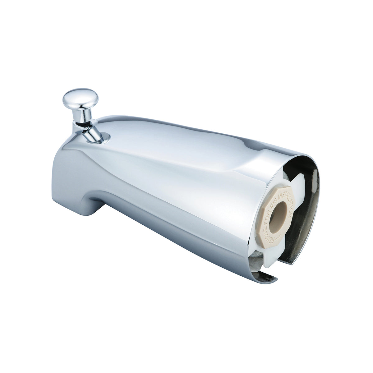 OLYMPIA OP-640018 Combo Diverter Tub Spout, 1/2 in IPS/Slip-On, For Use With Elite P-2308T 1-Handle Tub and Shower Trim Set Only, Polished Chrome