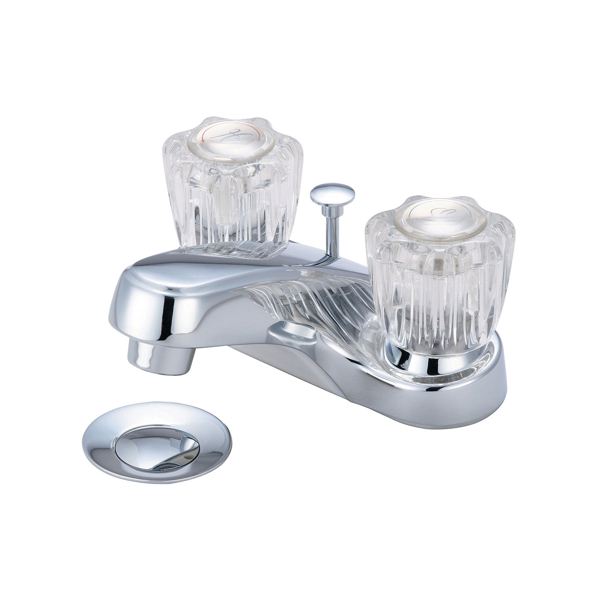 OLYMPIA L-7222 Elite Lavatory Faucet, Polished Chrome, 2 Handles, Brass Pop-Up Drain, 1.5 gpm Flow Rate