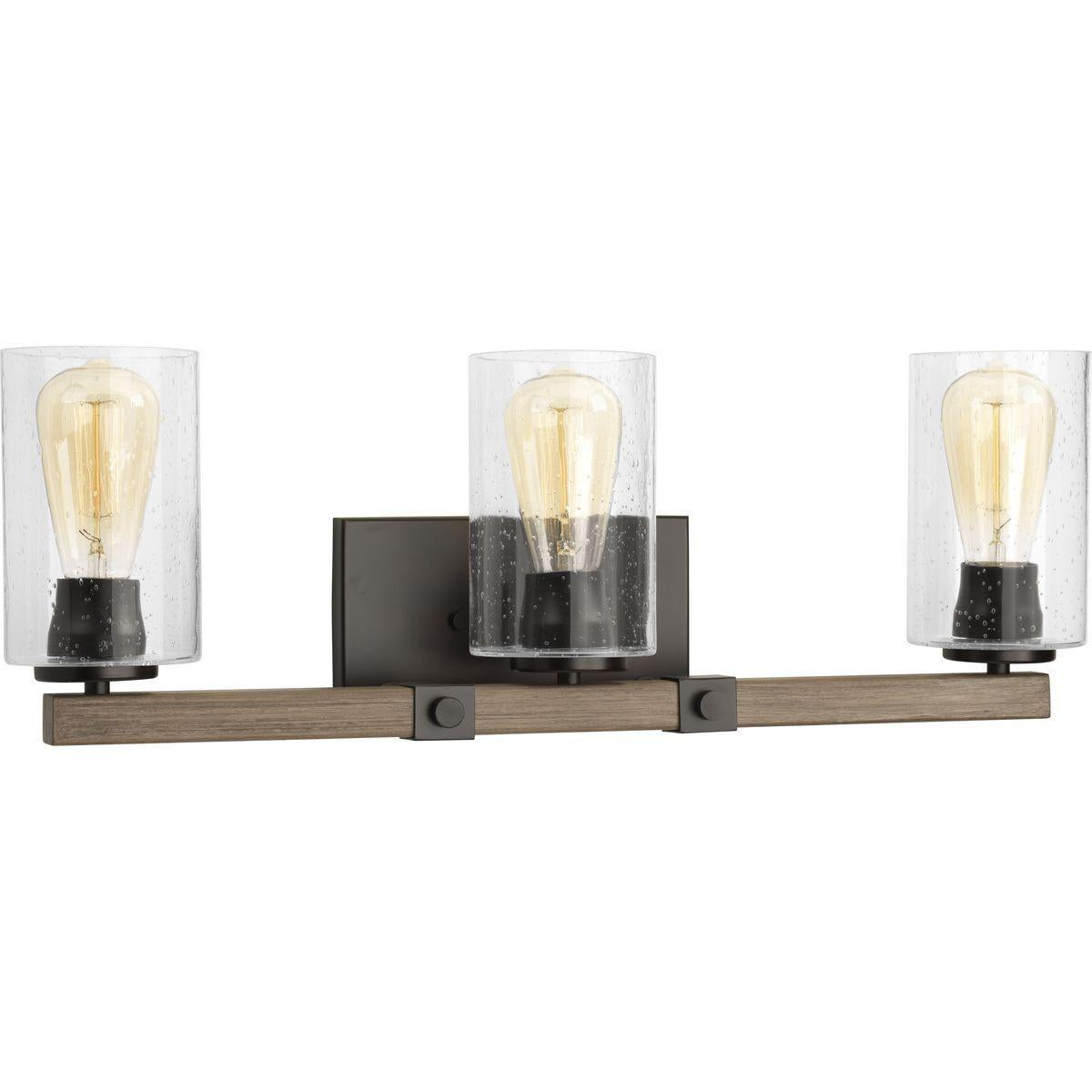 Progress Lighting® P300068-020 Barnes Mill Casual/Traditional Bath Fixture, (3) A19 Lamp, 120 V AC, Antique Bronze Painted Housing