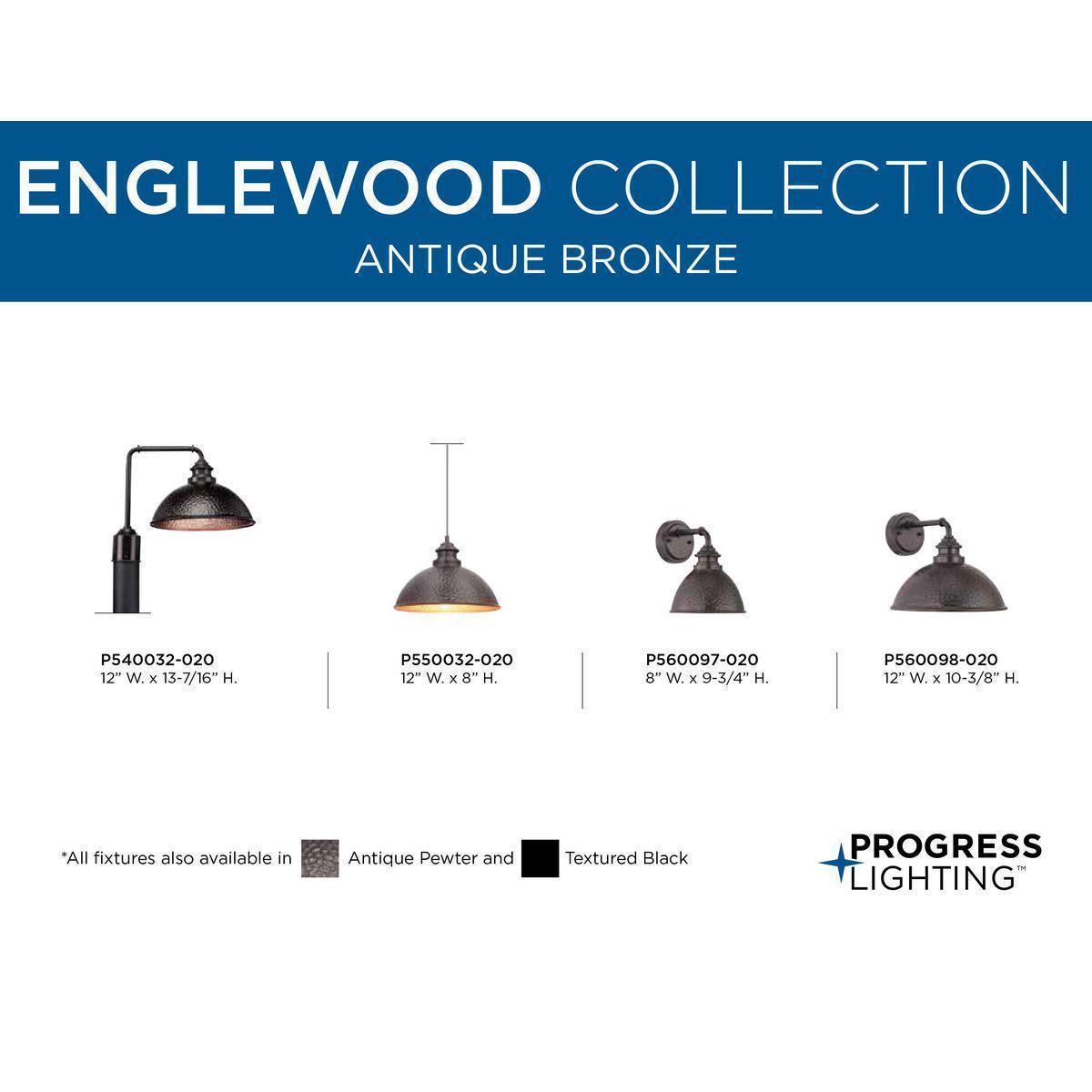 Progress Lighting® P560098-020 Englewood Farmhouse Medium Rustic Wall Lantern, (1) A19 Lamp, 120 V, Antique Bronze Housing