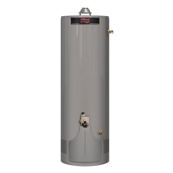 RUUD® PROG29-30U RU63 EC1 Professional Achiever™ Gas Tank Water Heater, 30000 Btu/hr Heating, 29 gal Tank, Natural Gas Fuel, Atmospheric Vent, 30 gph Recovery, Tall