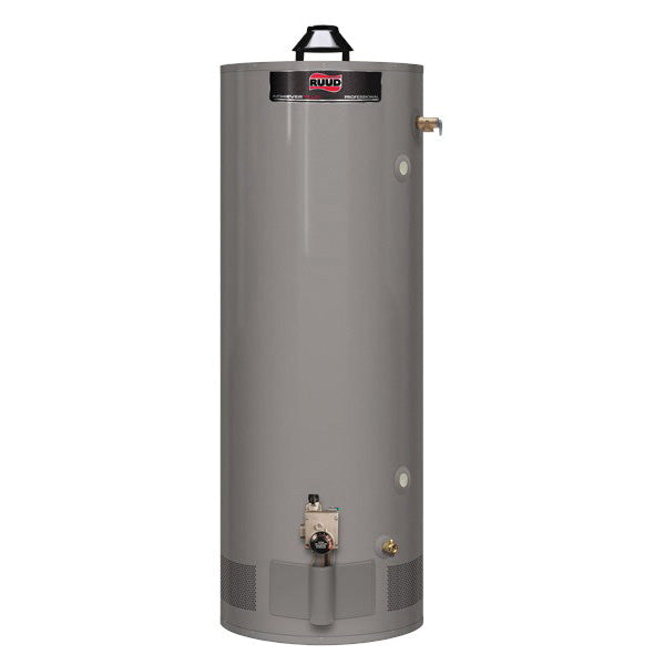 RUUD® PRO+G75-76N RU Professional Achiever Plus™ Heavy Duty Gas Tank Water Heater, 75100 Btu/hr Heating, 75 gal Tank, Natural Gas Fuel, Atmospheric Vent, 72.8 gph Recovery, Tall