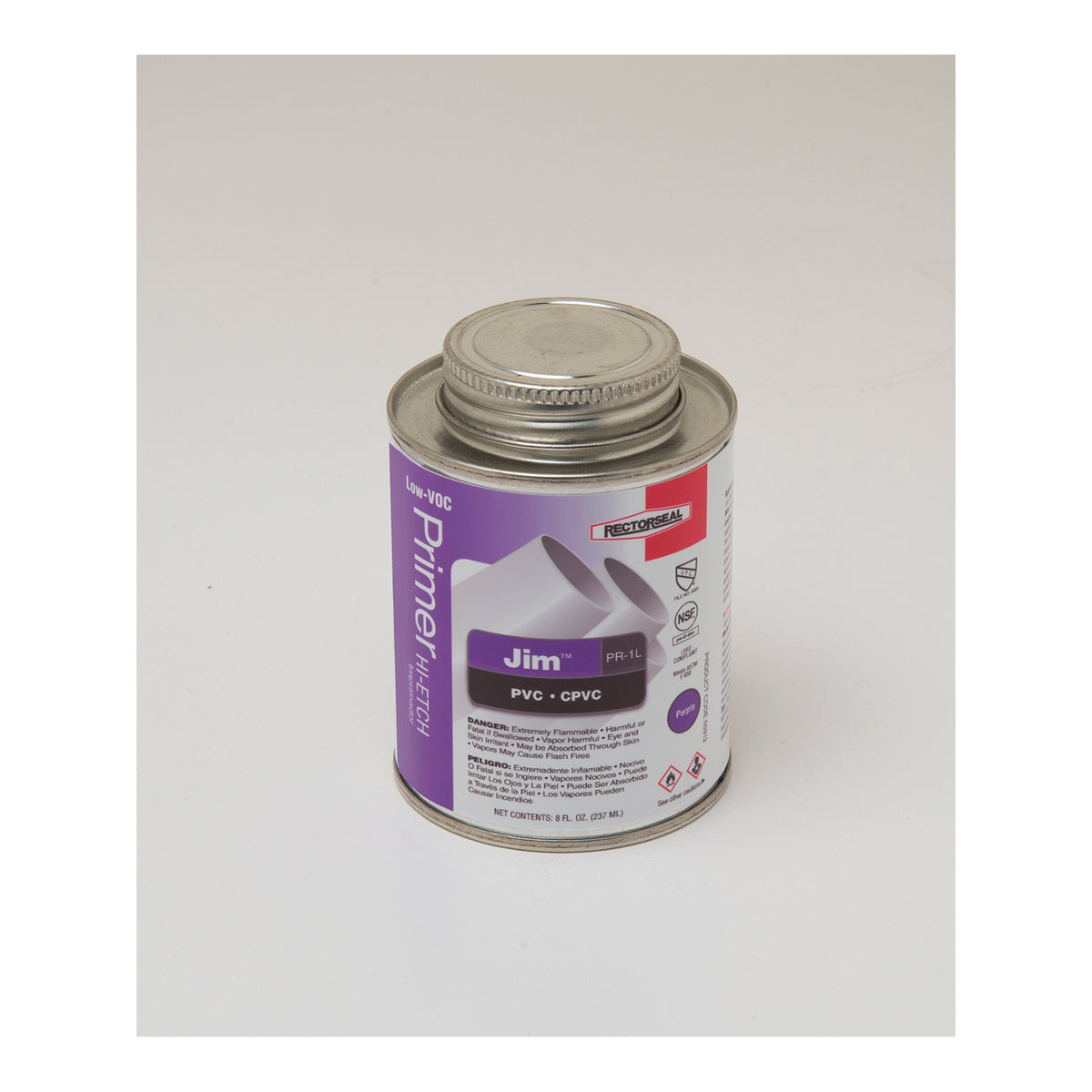 RectorSeal® Jim™ PR-1L 55912 Hi-Etch Low VOC Primer, For Use With PVC and CPVC Pipe, Tubing and Socket Type Fittings, Purple, 1/2 pt Container