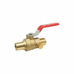 RWV® 5009ABD 3/4 Ball Valve With Handle and Drain Port, 3/4 in, Barb, Brass Body, Standard Port, NBR Softgoods