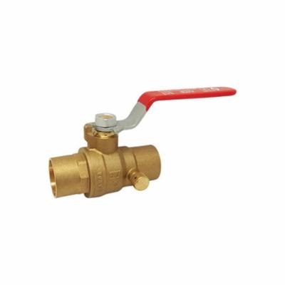 RWV® 5063AB 3/4 2-Piece Ball Valve With Handle and Drain, 3/4 in Nominal, Solder End Style, Brass Body, Full Port, PTFE Softgoods