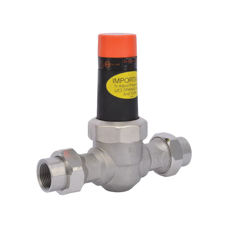 Cash Acme® 22264-0045 EB25 Pressure Regulating Valve, 3/4 in, Double Union Thread, 20 to 90 psi, Stainless Steel Body, Domestic