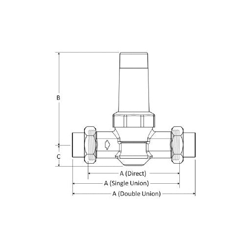 Cash Acme® 22267-0045 EB25 Pressure Regulating Valve, 1 in, Double Union Thread, 20 to 90 psi, Stainless Steel Body, Domestic