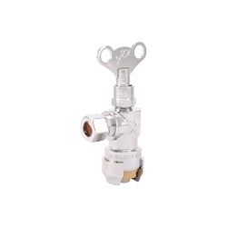 Sharkbite® 24731LF Angle Supply Stop Valve, 1/2 x 3/8 in Nominal, Push-Fit x Compression End Style, 200 psi Pressure, Natural Brass Body