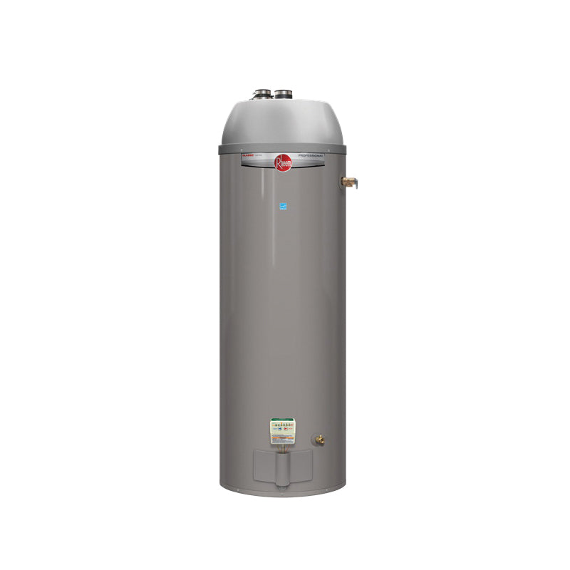 Rheem® PROG40-40N RH67 PDV Professional Classic® Gas Tank Water Heater, 40000 Btu/hr Heating, 40 gal Tank, Natural Gas Fuel, Direct/Power Vent, 40.4 gph at 90 deg F Recovery, Tall, Indoor/Outdoor: Indoor