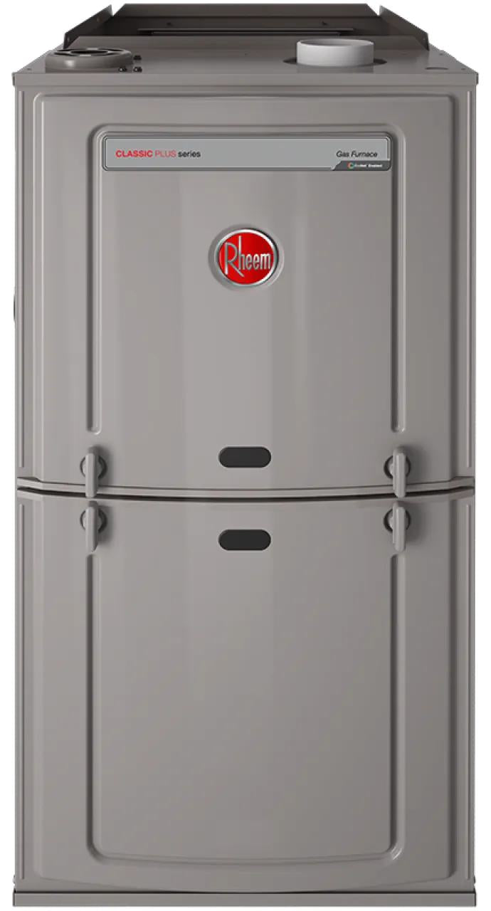 Rheem® R802V1004A17UHSCAP Line Classic Plus® 2-Stage Gas Furnace, Horizontal/Upflow, Natural Gas Gas, 100000 Btu/hr Input, 80000 Btu/hr Output, 115 V, 80 % AFUE, 1425 cfm Flow Rate, ECM Variable Speed Motor