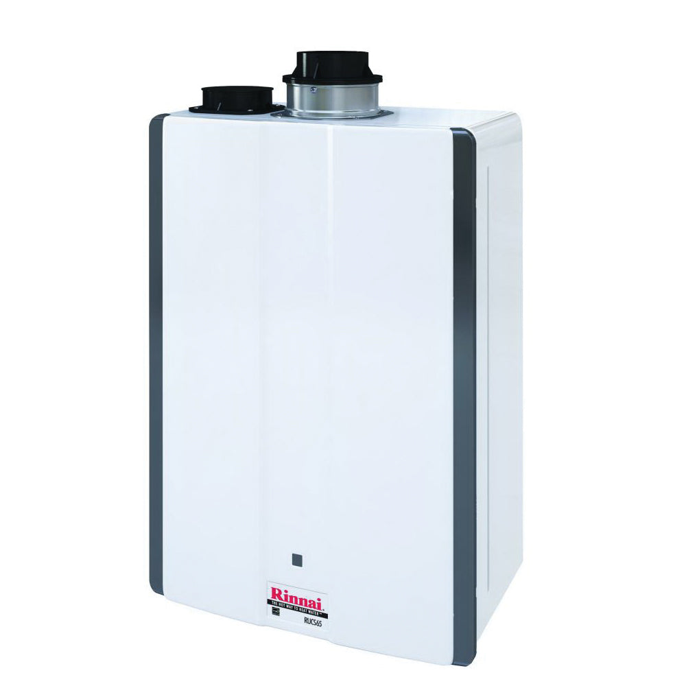 Rinnai® RUCS65iP SE Series Tankless Water Heater, Liquid Propane Fuel, 130000 Btu/hr, Indoor, Condensing, 6.5 gpm, 3 in, 4 in Direct Vent, 0.93, Residential